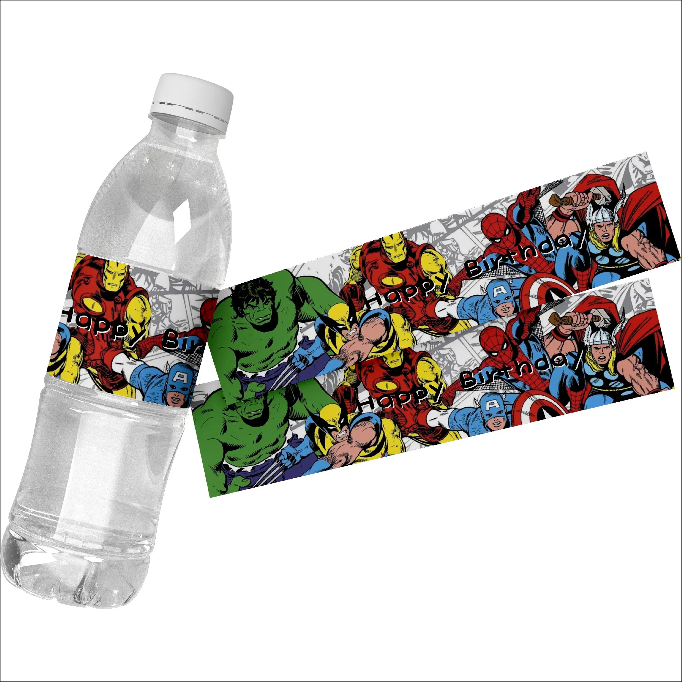 24 sztuk niestandardowe Disney Hulk Iron Man Spider-Man butelka wody okłady etykieta samoprzylepna Baby Shower Birthday Party spersonalizowana