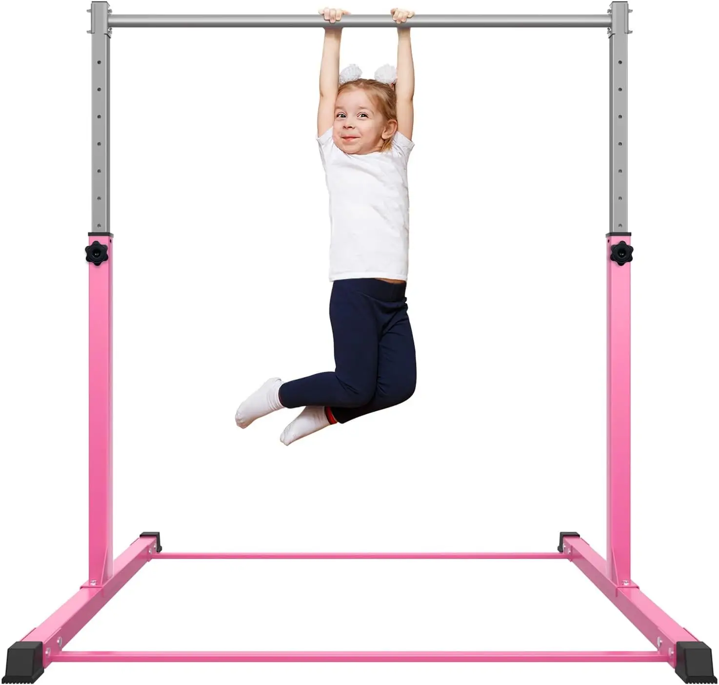 Fun Gymnastics Bar for Kids Ages 3-15 for Home - Steady Steel Construction, Anti-Slip, Easy to Assemble, 3' to 5' Adjustab