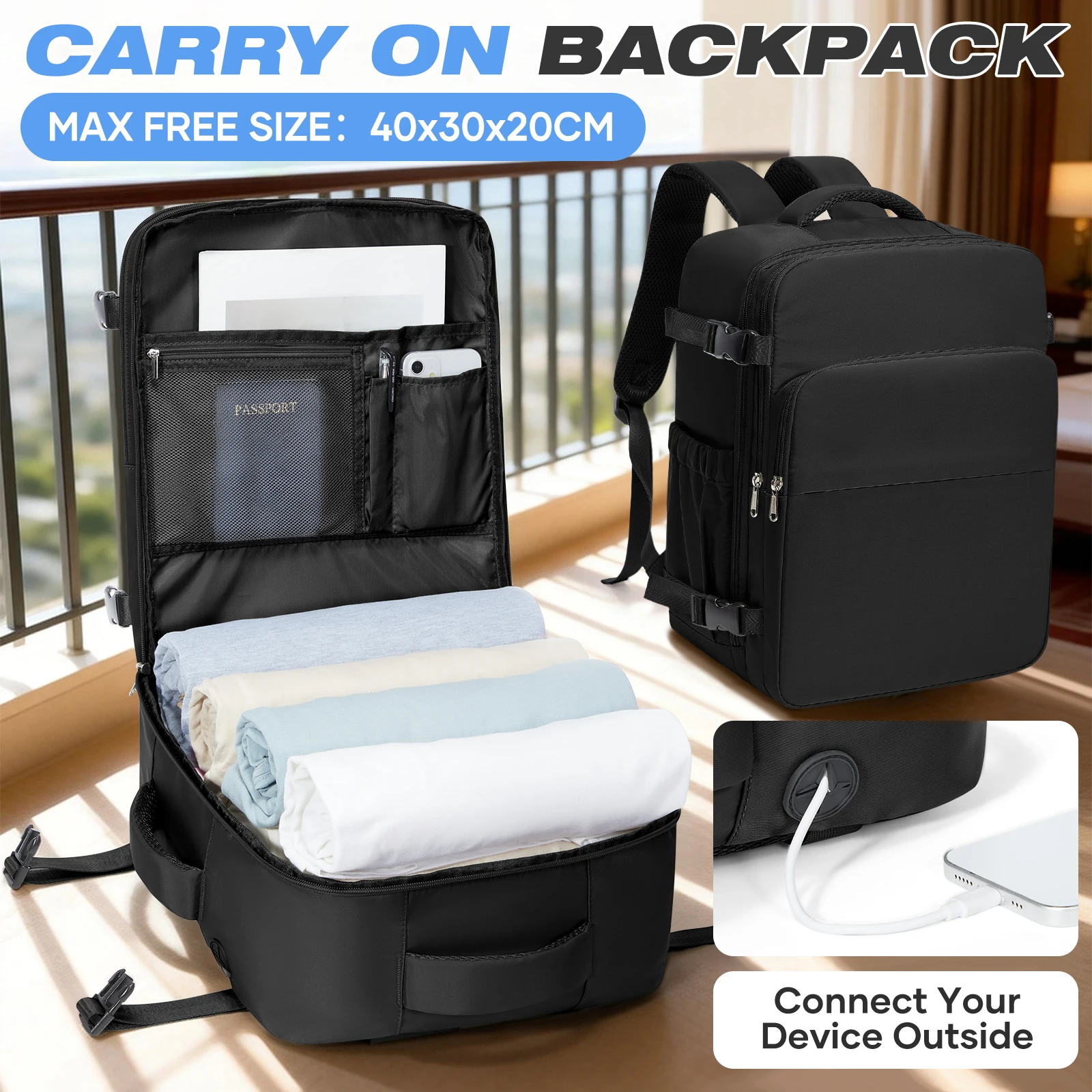 Men Backpack, Ryanair Backpack Cabin Bag 40x30x20, Laptop Work Backpack, Hand Luggage Backpack Cabin Fly Bag Outdoor Backpack