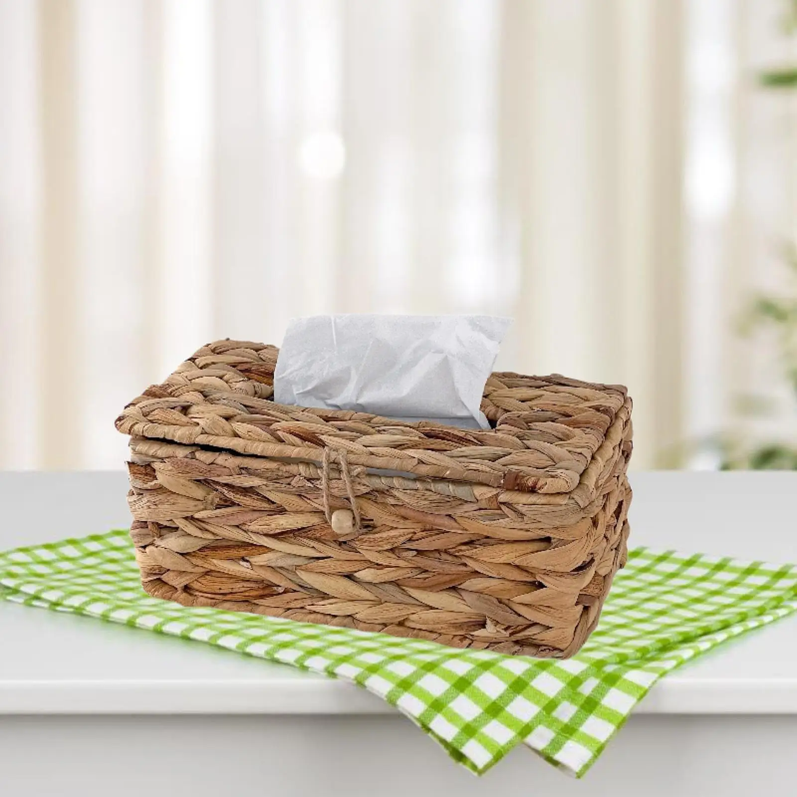 Hand Woven Tissue Box Cover,Facial Tissue Holder Decorative Office Storage Napkin Holder for Dresser Night Stands Car Bedroom