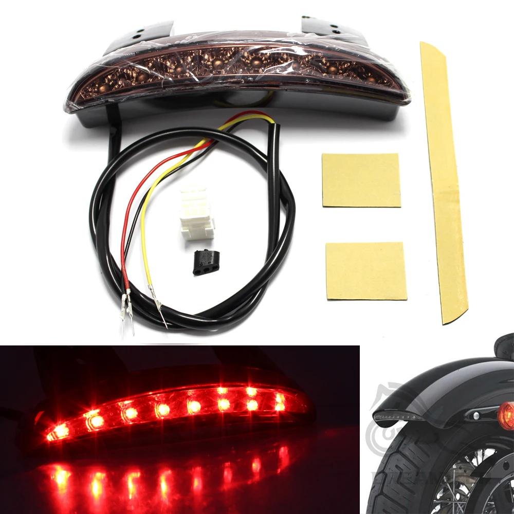 Motorcycle Chopped Rear Fender LED Brake License Plate Tail Light Stop Running Turn Signal Lamp For Harley Sportster XL 883 1200