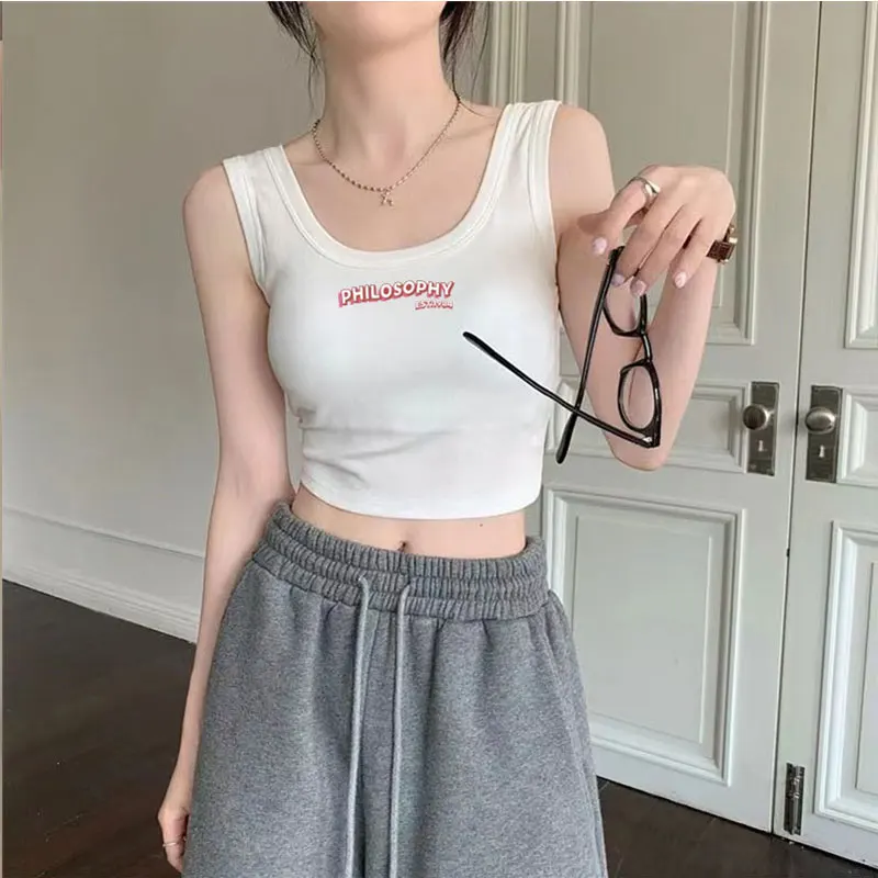 

2024women's summer Japan Koreas street fashion casual tops Black tank top Sleeveless T-shirt Europe America Sex comfort Camisole