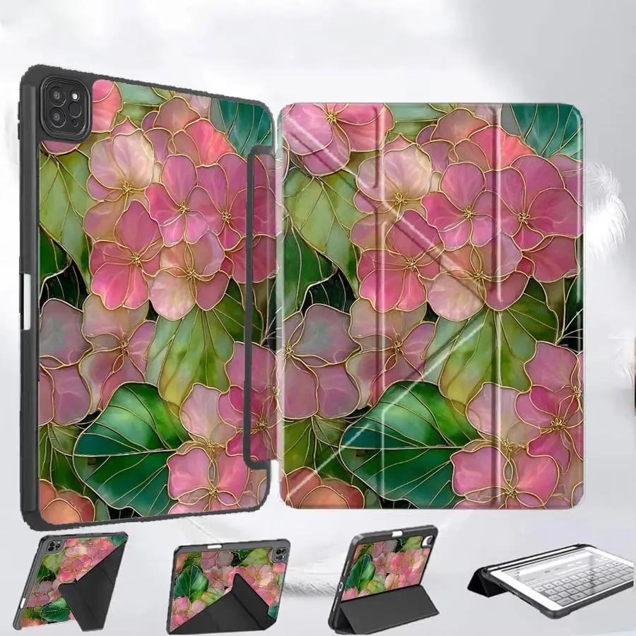 Lotus Leaf Painting Holder Cover Tablet Case For iPad Mini 6 7 Air 4 5 M3 M2 M4 11inch Pro 2025 Pro 11th 10th 9th 8th 7th