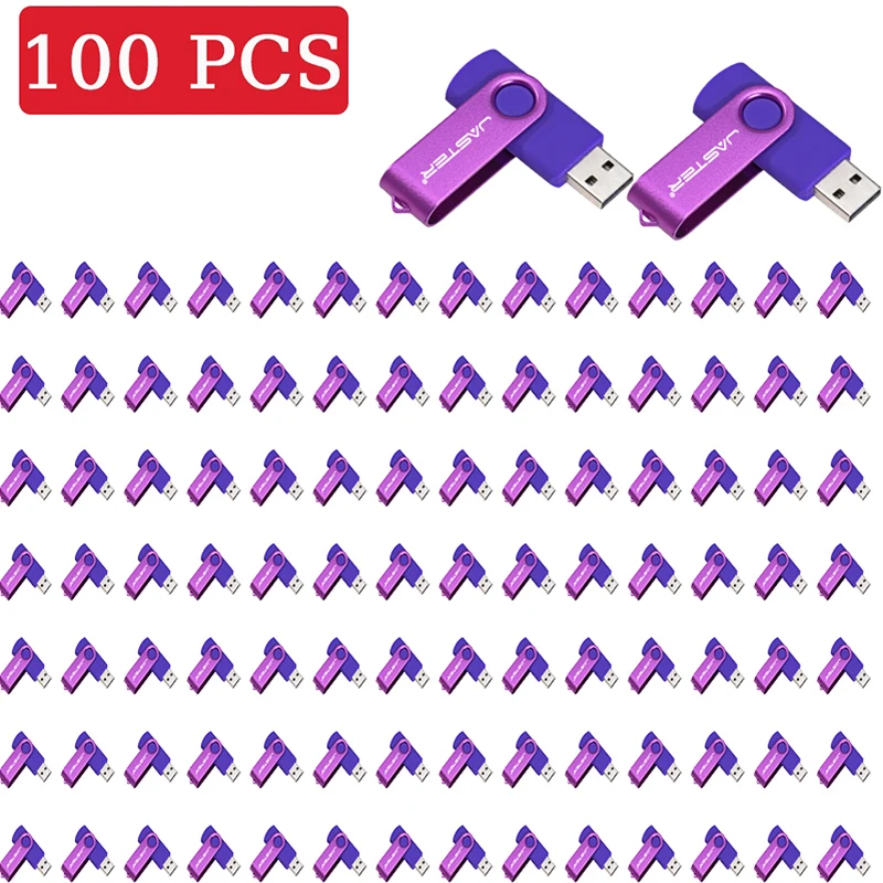 JASTER 100 PCS LOTE USB Flash Drive 64GB Rotatable Pen Drive 32GB Business Gift Memory Stick 16GB Pink USB Stick 8GB Blue U Disk