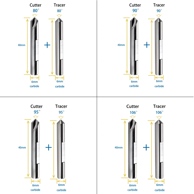 RAISE Carbide Tracer Point 80 ° 90 ° 95 ° 100 ° 105 ° Für die Schlüsselmaschine zum Kopieren von Grübchenschlüsseln – Detail 5