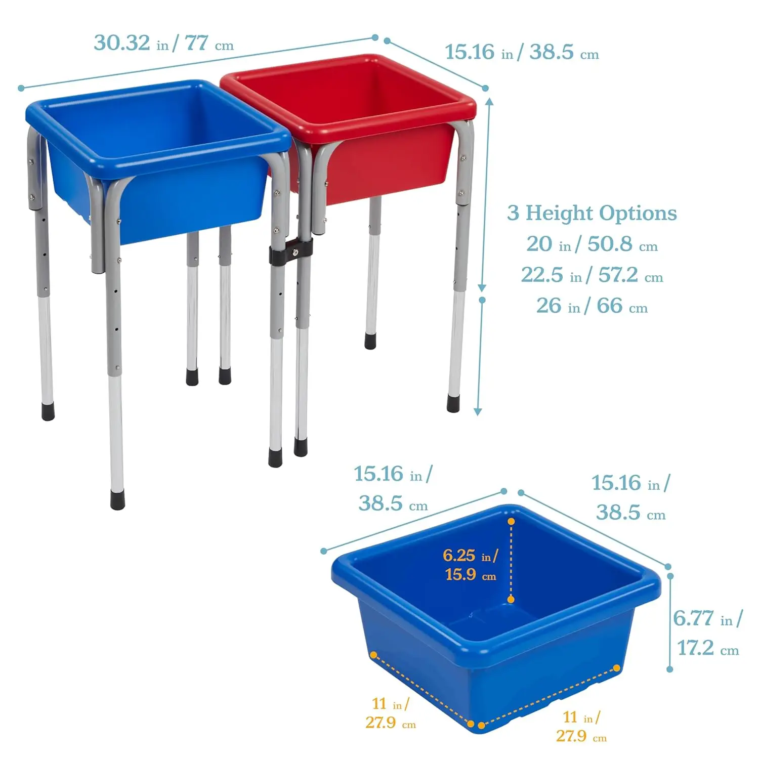 2-Station Sand and Water Adjustable Play Table, Sensory Bins, Multiple Color Choices