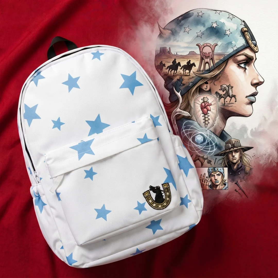 17inch JOJO Bizarre Adventure Steel Ball Run Joestar Johnny Nylon Backpack Anime Cosplay Prop Fans Backpack‌ Collection Toy Gift
