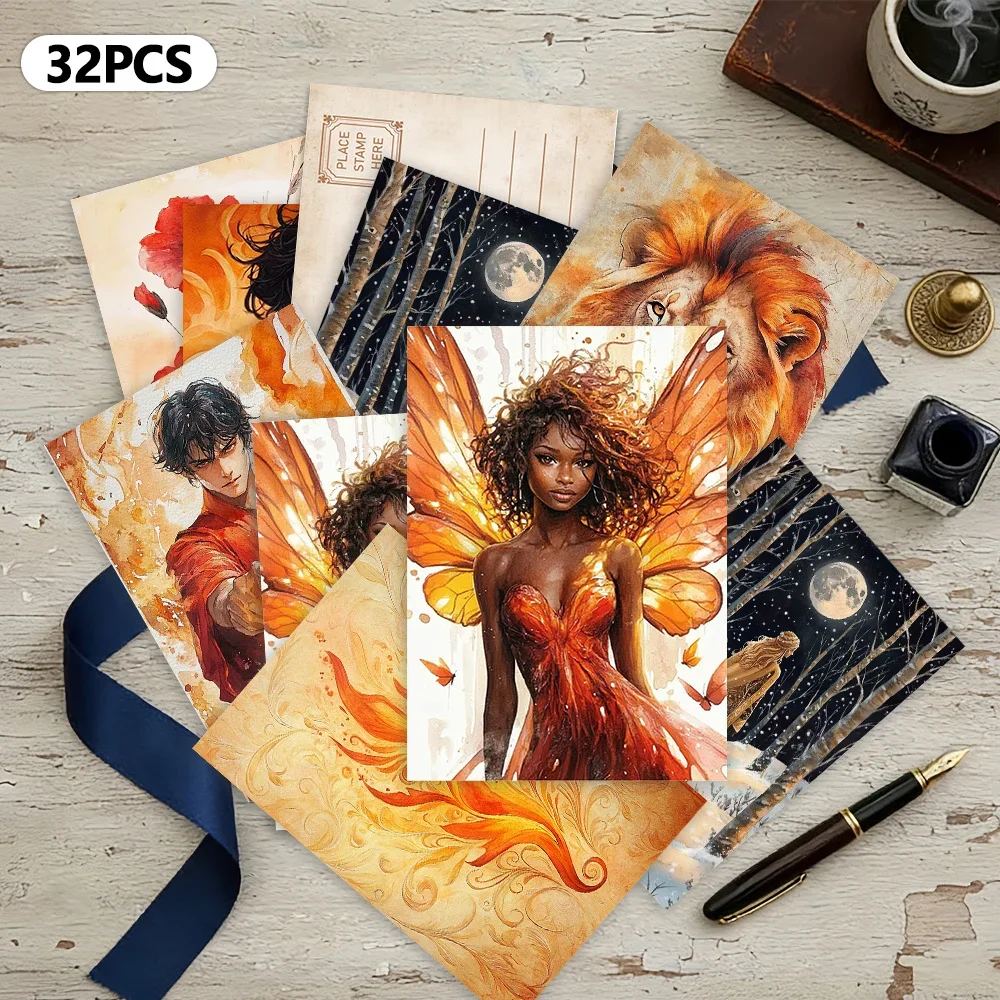 

32pcs, Flame Elf, postcards, decorations/greeting cards/postcards, high-definition printing, collectible and mailable