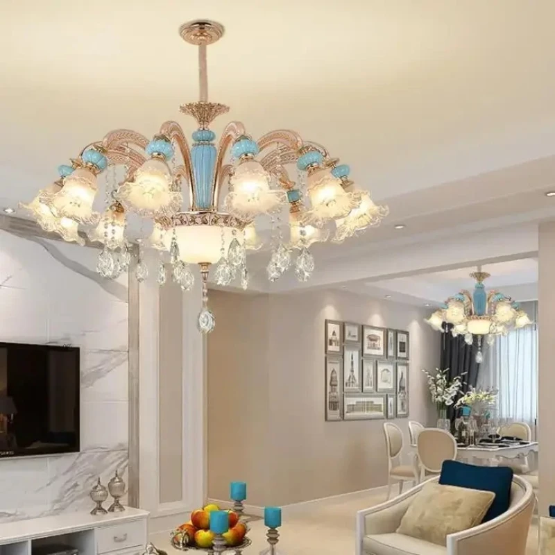 

Modern Blue Crystal Chandelier Dining Room Light Bedroom Lamp Living Lights Nordic Decoration Lamps Home Lighting Fixture