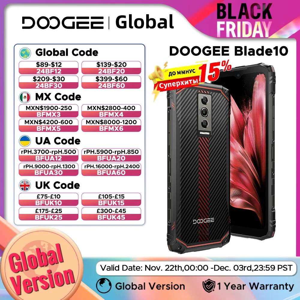 الإصدار العالمي DOOGEE Blade10 هاتف متين 6.56 "90 هرتز أندرويد 14 ثماني النواة 4GB + 128GB 5150mAh 10W شحن الوجه فتح رقيقة جدا