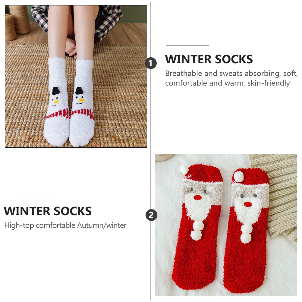 3Pairs Cartoon Socks Elastic Material Breathable Sweatabsorbing Soft Comfortable Warm Skinfriendly Odorless Christmas