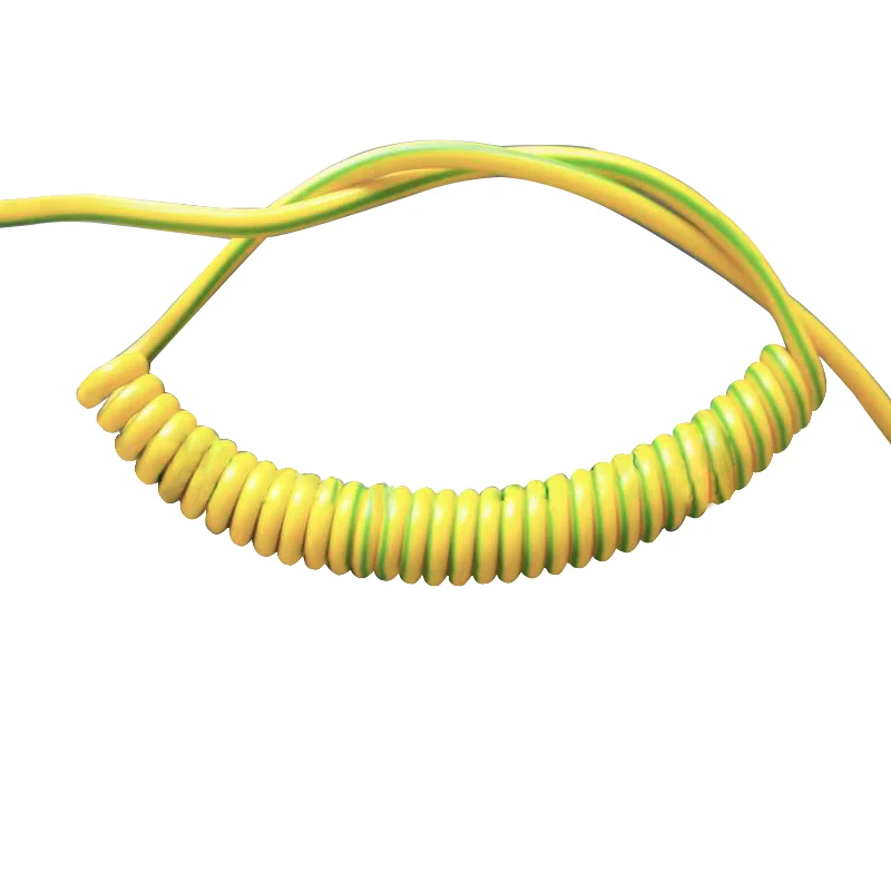 Spring Spiral Cable Yellow-Green Ground Wire Single Core Shrinkable Cable Copper Wire Telescopic Wire 20/18/17/15/13/11/9/7AWG