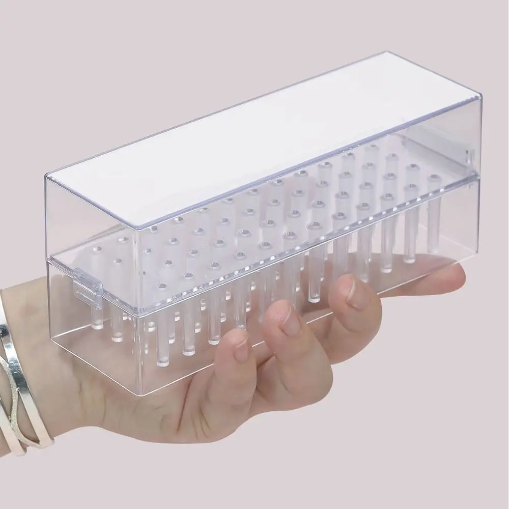 Transparent Nail Drill Bits Storage Box 30/48 Holes Dustproof Nail Drill Bits Holder Stand Nail Polish Tools Professional