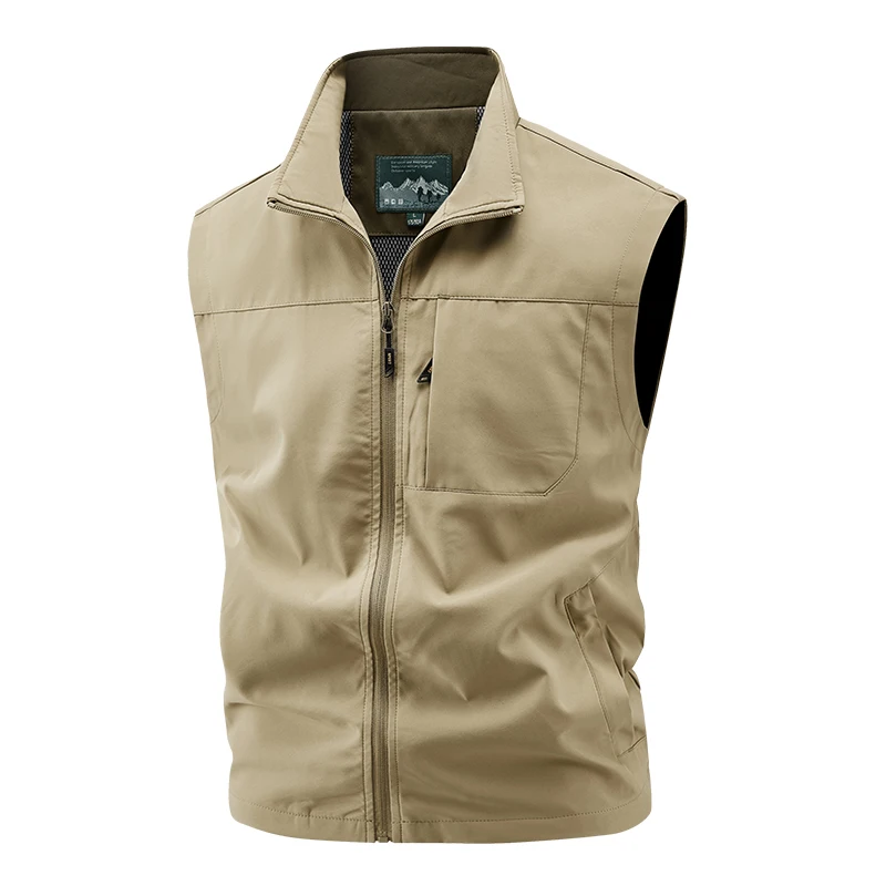 Men Outdoor Cargo Breathable Sleeveless Vest Mens Tactic Casual Fish Vests Coats Man Pockets Sport Loose Cardigan Vest Waistcoat