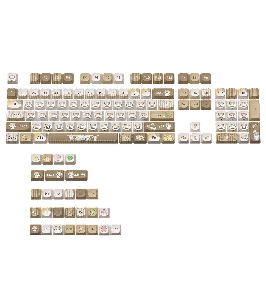 Personalized keycaps in stock Meow Zhi Oden boiled cat head keycaps small full set of 125-key MOA highly sublimated custom trend