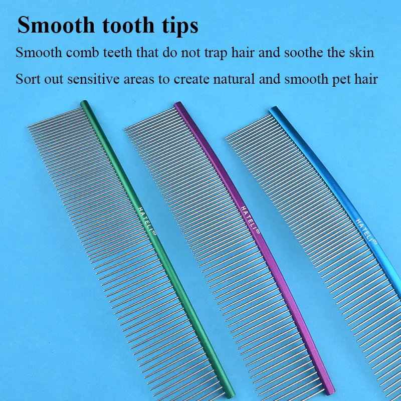 19cm Pet Curved Comb Stainless Combs Professional Pet Grooming Comb Dense Sparse Teeth Dog Cat Cleaning Brush Open Knot Combmb