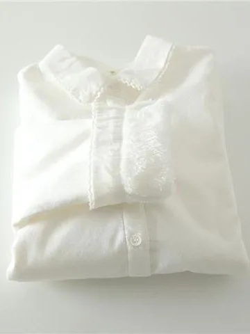 

Осенняя коллекция 2025: Женская блузка из чистого хлопка с флисовой подкладкой, длинным рукавом, кружевной отделкой, приталенного кроя, в корейском стиле, для повседневной носки