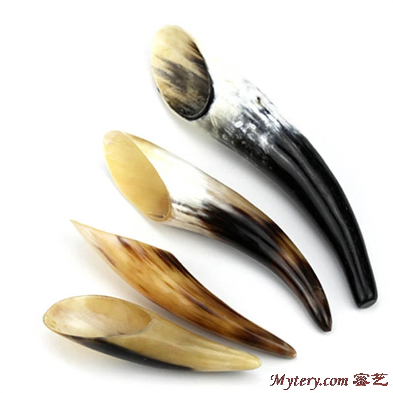 Natural Horn Guasha Treatment Tools Massage Sticks Tea Spoon Tibet Yak Horn Family Decor Arts Various Sizes L001