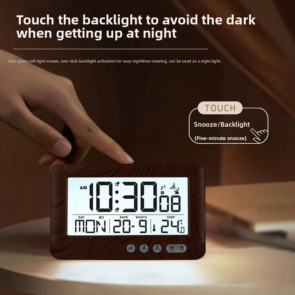2026 LCD Digital Alarm Clock With Date Temp Display Dual Alarm Snooze 12/24H Student Desk Timer For Home Office Decorations
