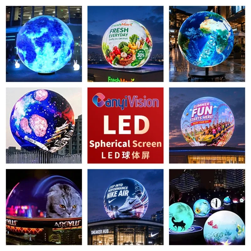 Aangepaste flexibele LED-schermen voor buitengebruik, full-color bolvormig scherm voor winkelcentra en tentoonstellingen