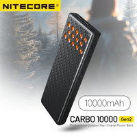NITECORE CARBO 10000 Gen2 10000mAh Large Capacity Mobile Power Bank IPX8 Carbon Fiber PD/QC 30W Fast Charging Dual USB-C Ports