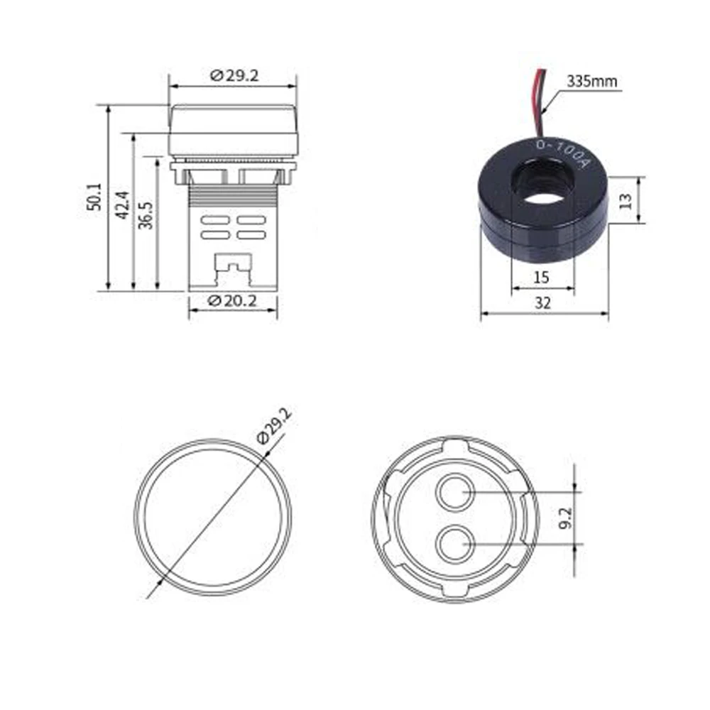 AC 50-500V 0-100A 사각형 LED 디지털 전압계 전류계 110V 220V 전압 전류 측정기 전압계 자동차 볼트 앰프 테스터 감지기