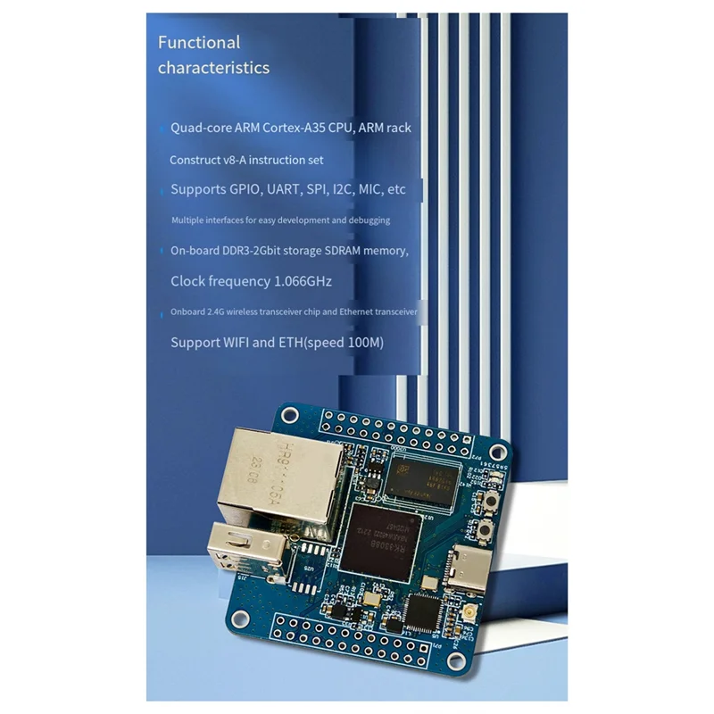 Scheda di sviluppo CPU quad-core A14M LCPI RK3308B Scheda di sviluppo Iot DDR3-2Gbit, supporto porta Ethernet e Wifi