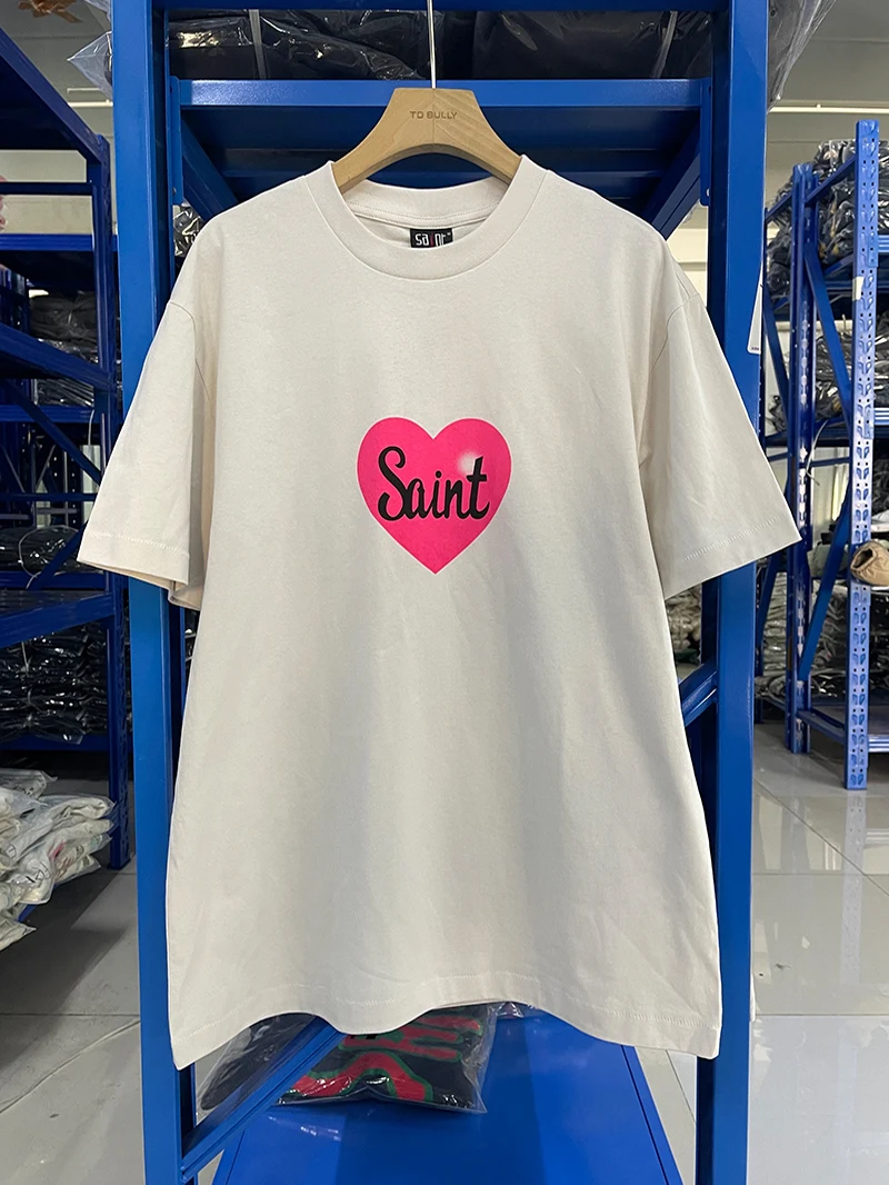 

Ретро Винтаж ort Sve Футболка Heart Pattern ex Розовый Цвет Модная Повседневная круглая футболка Ne Youth Faion Весна 2025