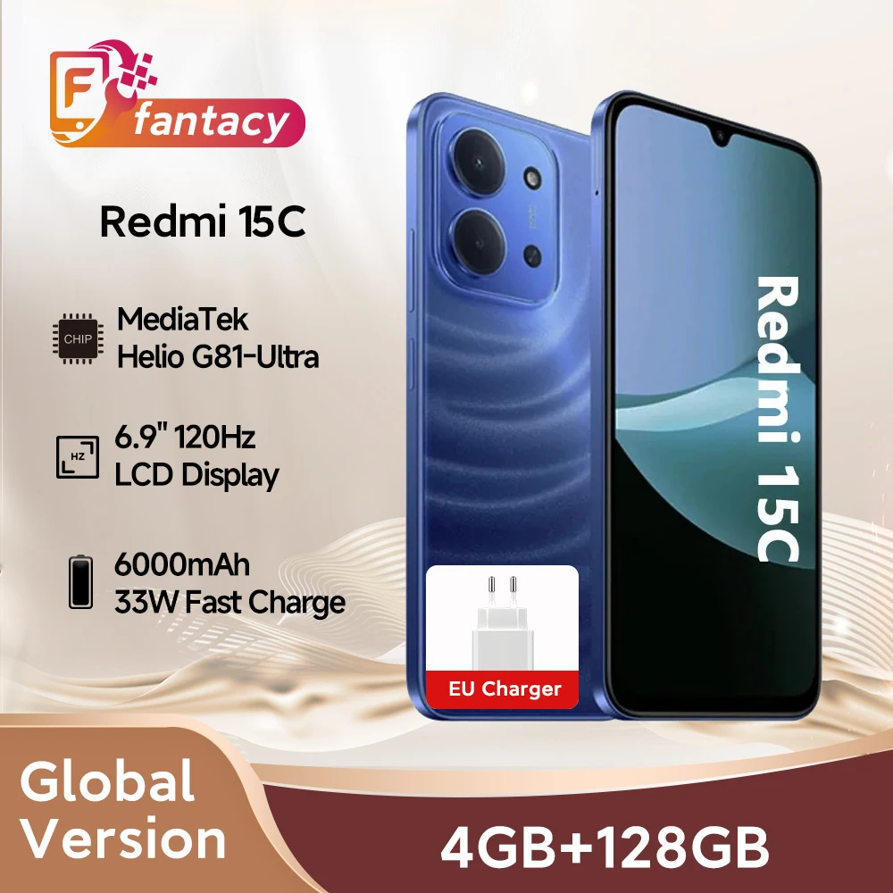 Xiaomi Redmi 15C Global Version 50MP Main Camera MediaTek Helio G81-Ultra 120Hz 6.9" Display 33W Charging 6000mAh Battery