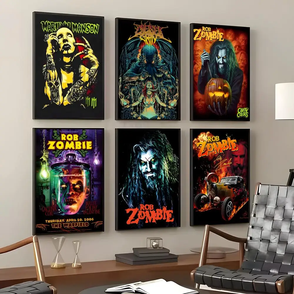 Singer Rob Zombie Poster Self-Adhesive Waterproof Wall Stickers, Coffee Bar Home Wall Decor