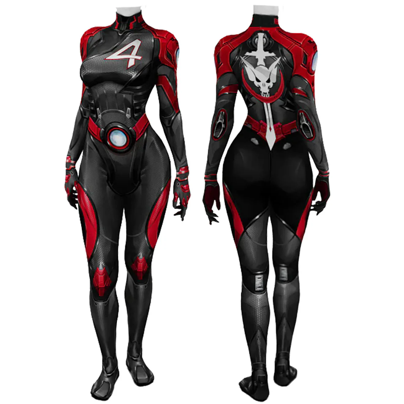 

Fantastic Four Jumpsuit Cosplay Costume Black Red Bodysuit Halloween Costume Party Performance Clothing for Adult