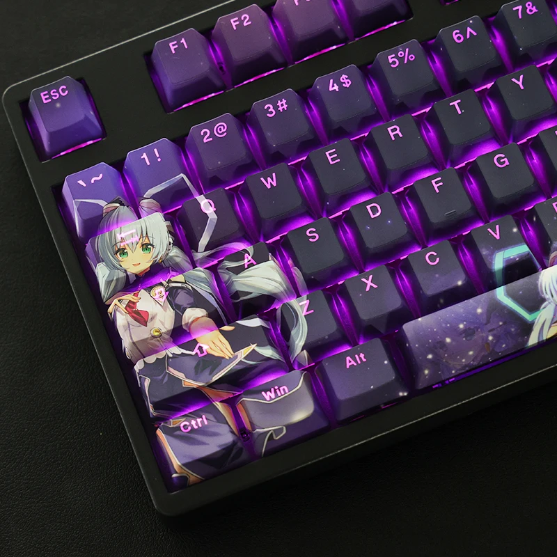 planetarian ~ 108 keys PBT Dye Sublimation Keycap RGB can transmit light Anime keycaps for Mechanical Gaming Keyboards