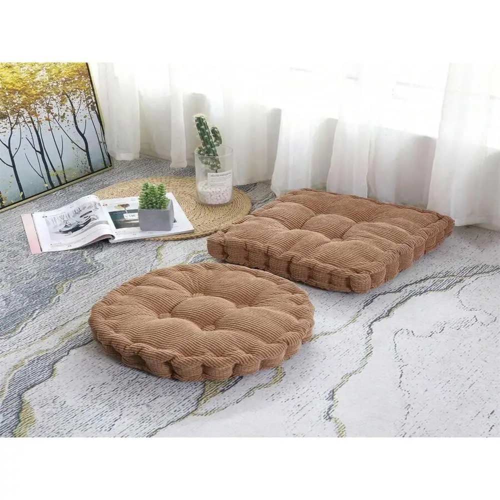 

Large Thick Velvet Floor Pillow Set 2pcs Round Square Non-Slip Removable Washable For Meditation Yoga Home
