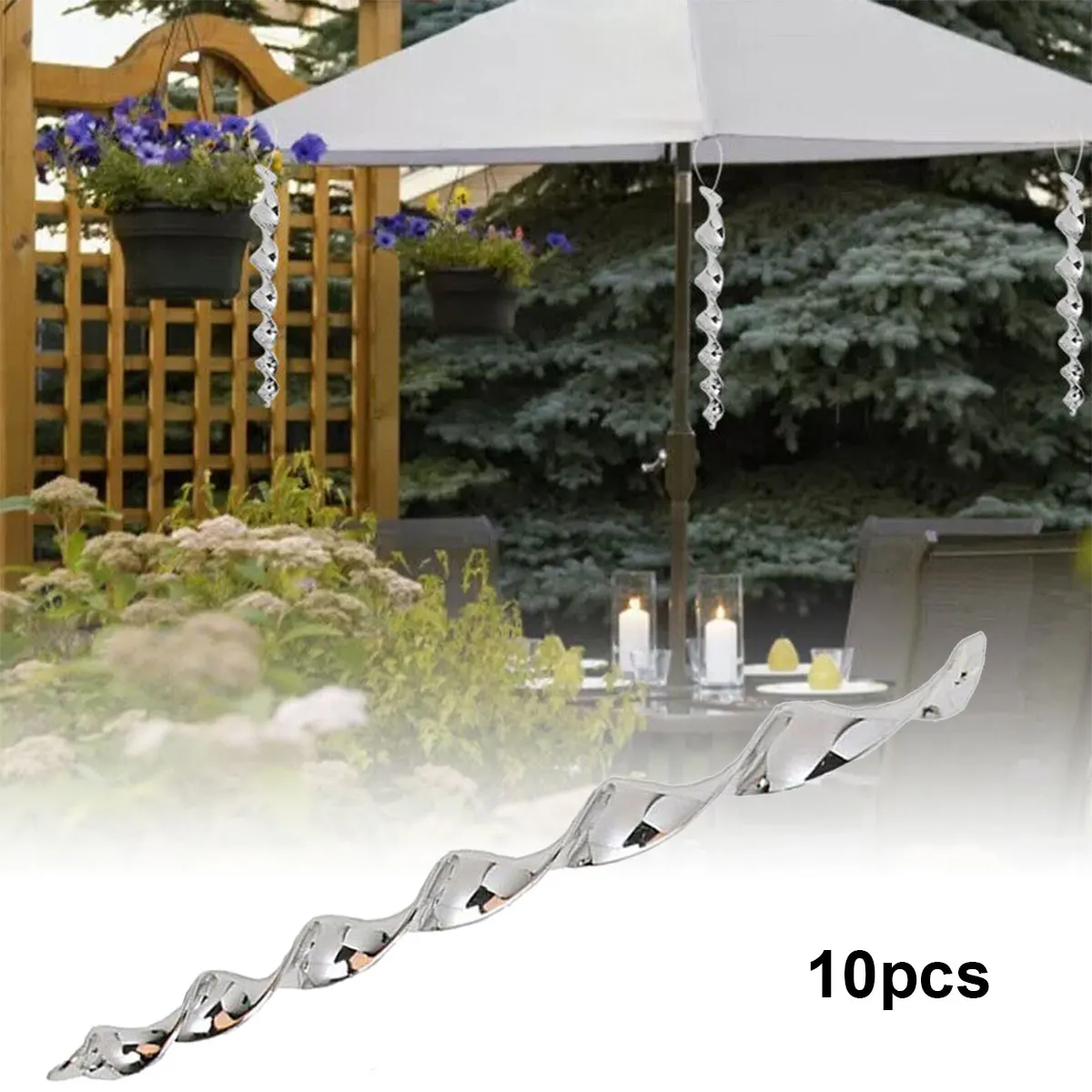 

10pcs Anti-Bird Wind Turning Garden Bird Repellent Tools Flashing Bird Scare Reflective Stick Bird Catcher Spiral Bird Repellent