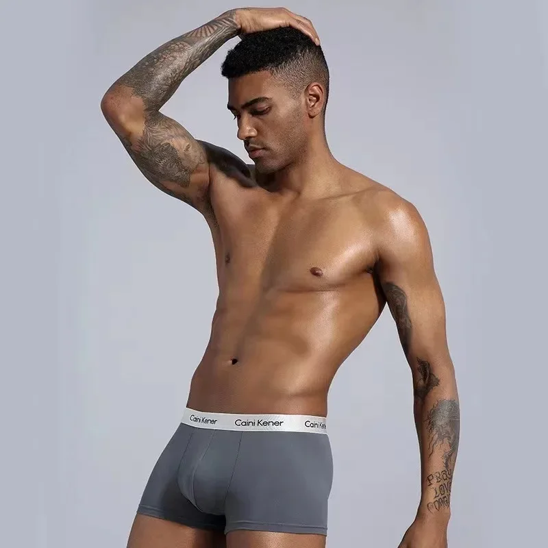 2 pezzi/biancheria intima da uomo moda Sexy Boxer moda classica commerciale tinta unita pantaloncini Boxer traspiranti 3D Pouch intimo da uomo