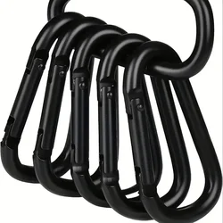 Versatile 6Pcs Black Type D Hook Outdoor Hiking Buckle: Durable Versatile 6Pcs Black Type D Hook Outdoor Hiking Buckle Durable