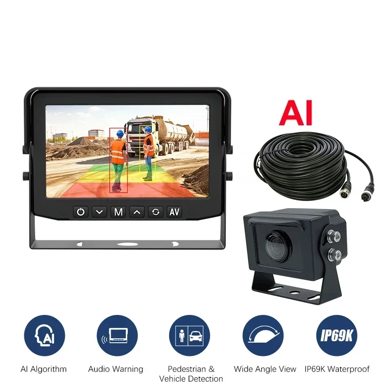 Truck Reversing Aid AI People Blind Spot Detection BSD Rear Vision Camera Monitor