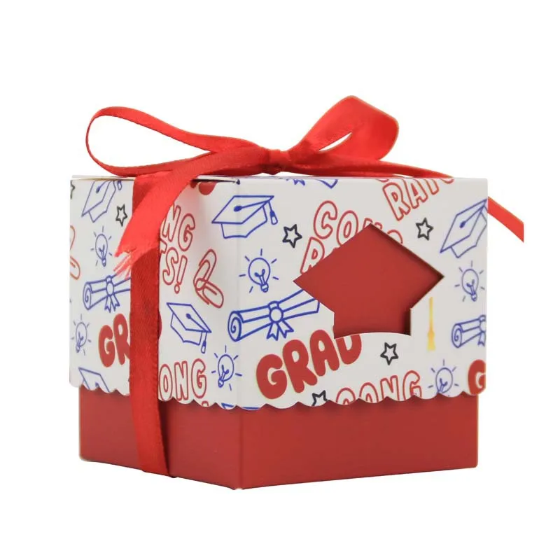 

(50 Pcs/lot) 6cm square box of Baccalaureate gown Paper box For graduation party gift candy box and gift packing box
