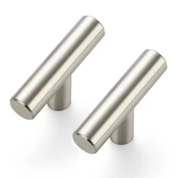 2pcs T-shaped Stainless Steel Furniture Handles Wardrobes Door Pulls Single Hole Drawers Knobs Silvery Cabinet Handles