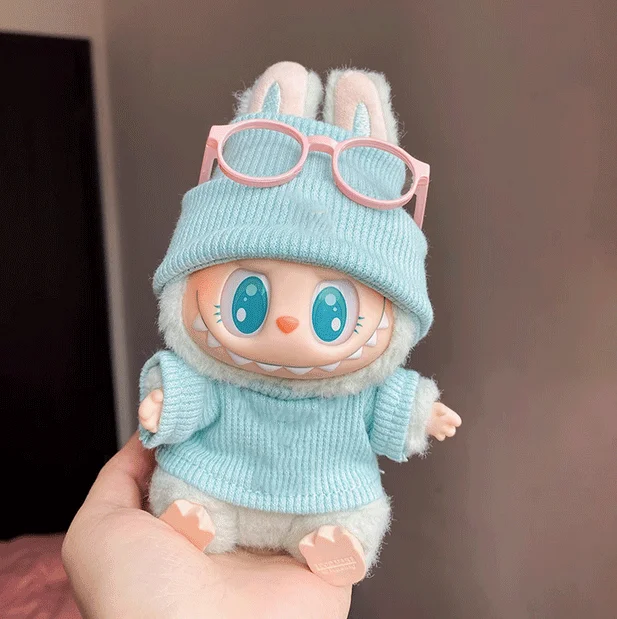 

Labubu Ropa Threaded knitted flanged cap pullover knitted T-shirt Doll Accessories Labubu Trendy Clothes