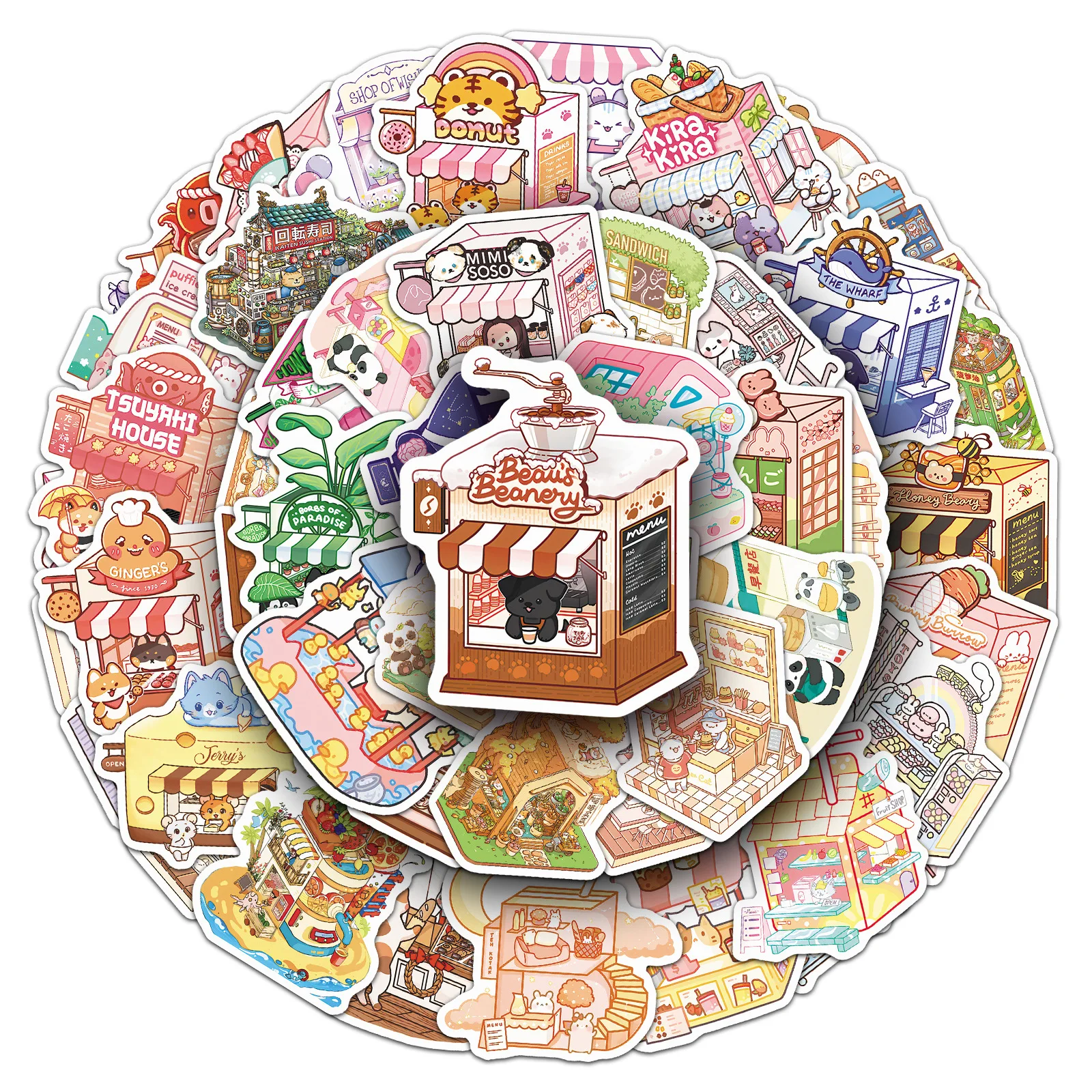 

10/30/50PCS Animal Shop Creative Cartoon Graffiti Sticker Cute Animal Decal Notebook Phone Guitar Waterproof Sticker Kid Toys