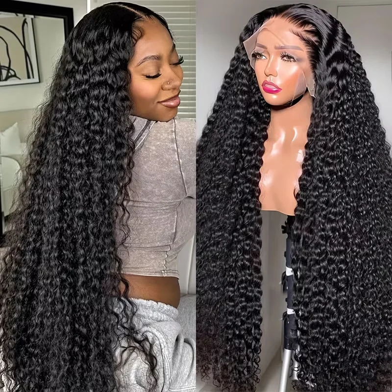 13x4 13x6 HD lace front wig Deep Wave human hair wig 36 38 Inches 220 Density Pre Plucked Baby Hair 360 Lace Wig For Black Women