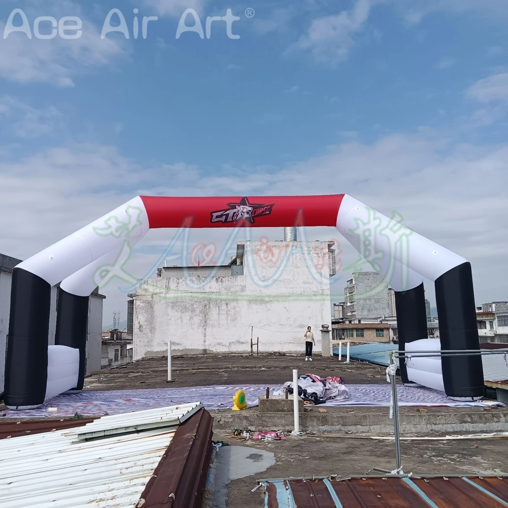 3mWx3mH arco de circo rojo y blanco inflable, moda Popular, fiesta, evento, publicidad, puerta de lugar al aire libre