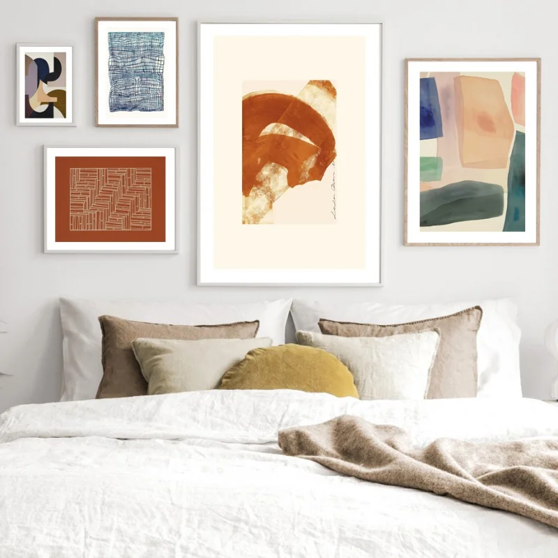 (No frame)Pajama Girl Famous Painting Poster Line Mural Abstract Geometric Art Printed Canvas Figure Nordic Decorated Living