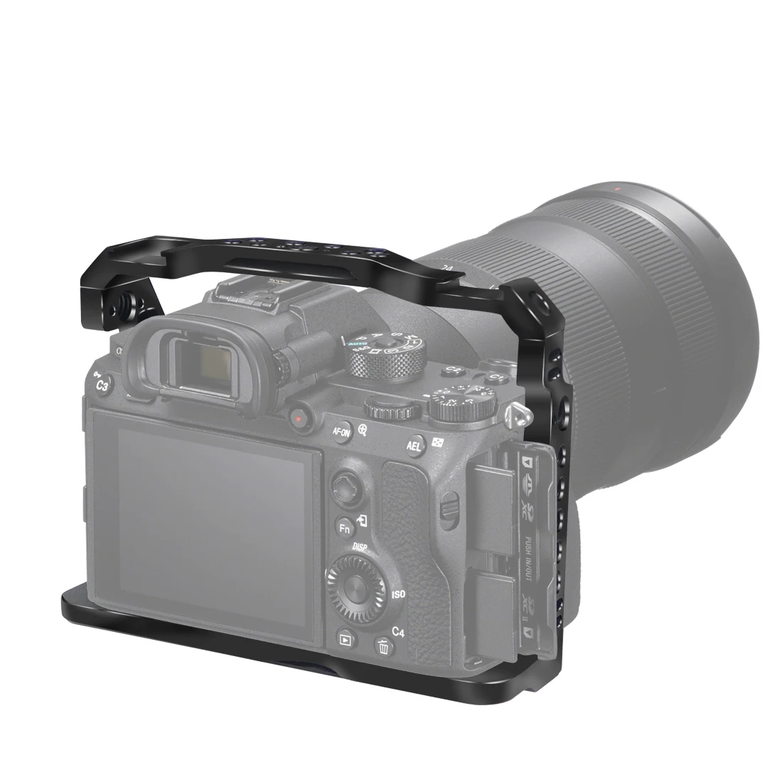 A7M4 A7R4 Kamera Vollkäfig Rig Griff Griff Arca-stil Kalten Schuh Halterung ARRI Ortung für Sony Alpha 7S III IV A7M3 A73 A7R3 A7S3 – Detail 14