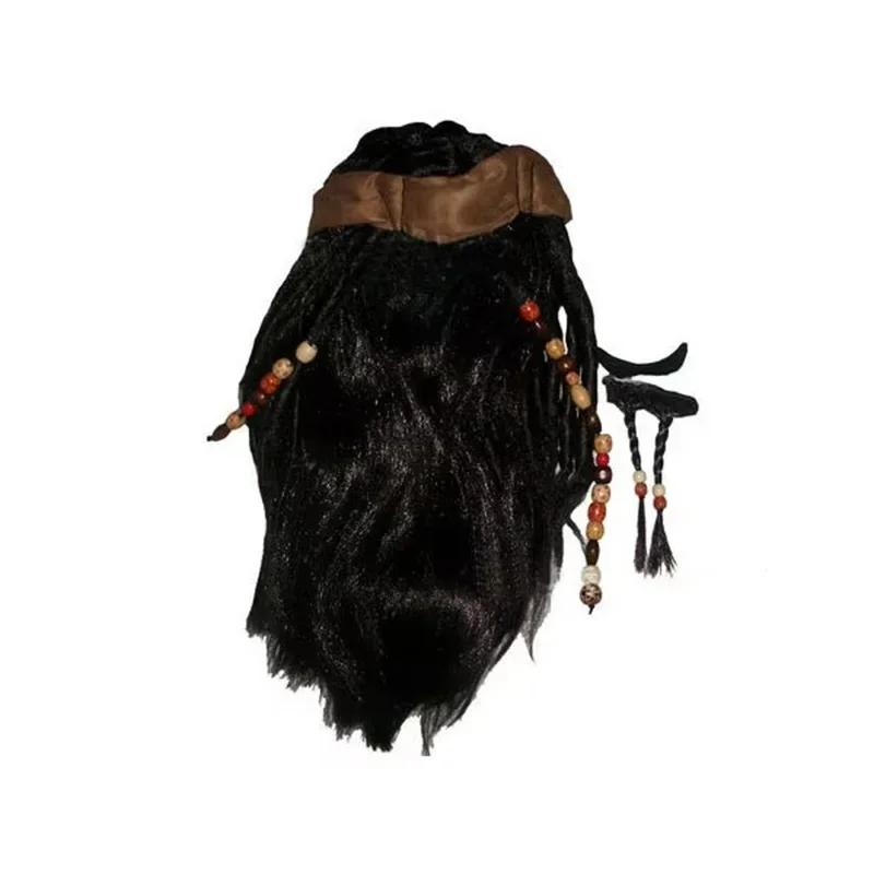 Pirates Caribbean Jack Sparrow Adult Cosplay Costume Accessories Wigs Beards Sets For Men Women