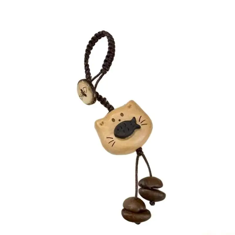 31BF Artistic Peach Strap Coffee Bean Accent Keychain For Teens Couples Student Natural Craftsmanship