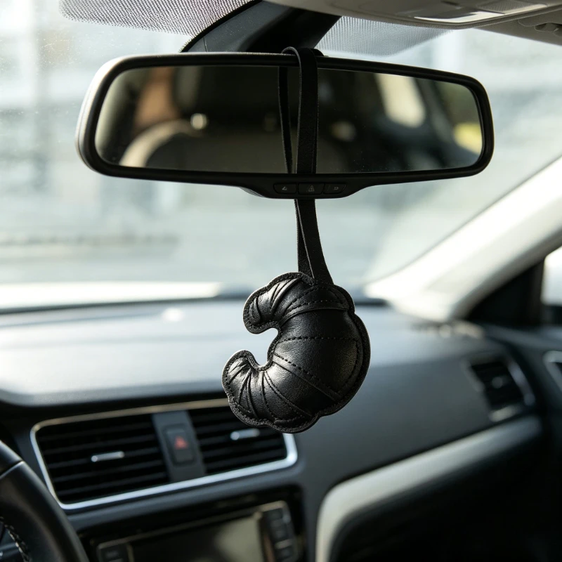 1Pc Cute Croissant Car Pendant Fashion Creative Handmade Leather Simulation Bread Keychain Decoration