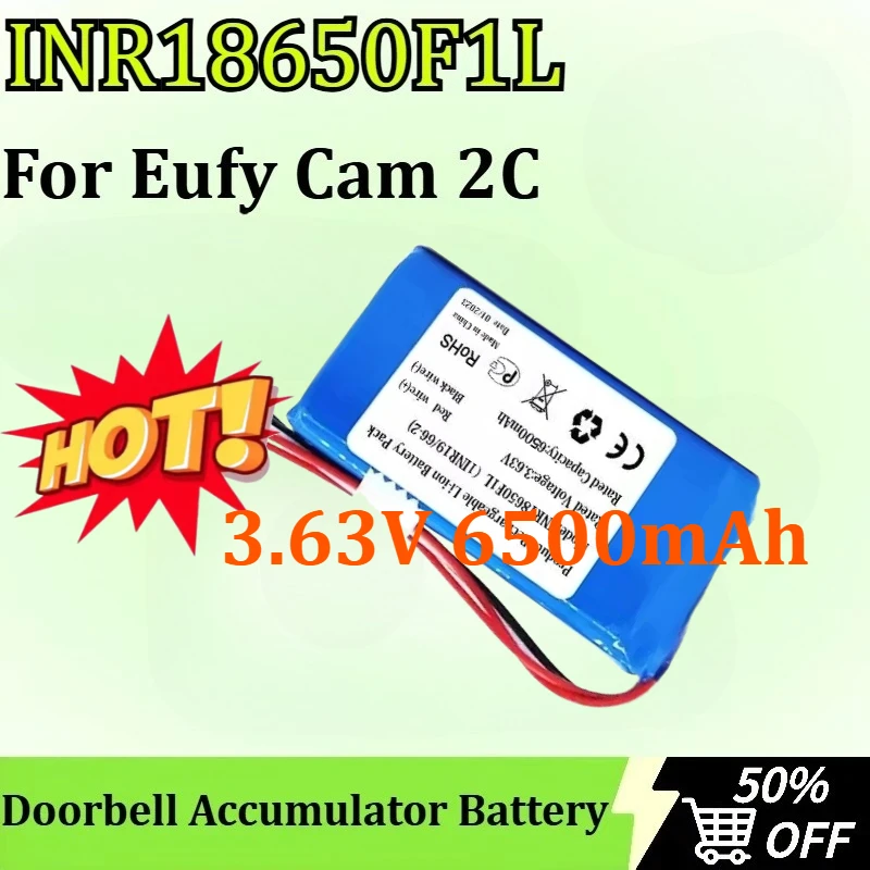 

3.63V 6500mAh INR18650F1L Li-ion Battery for Eufy Cam 2C with 5-wire Plug Doorbell Accumulator Battery（1INR19/66-2）