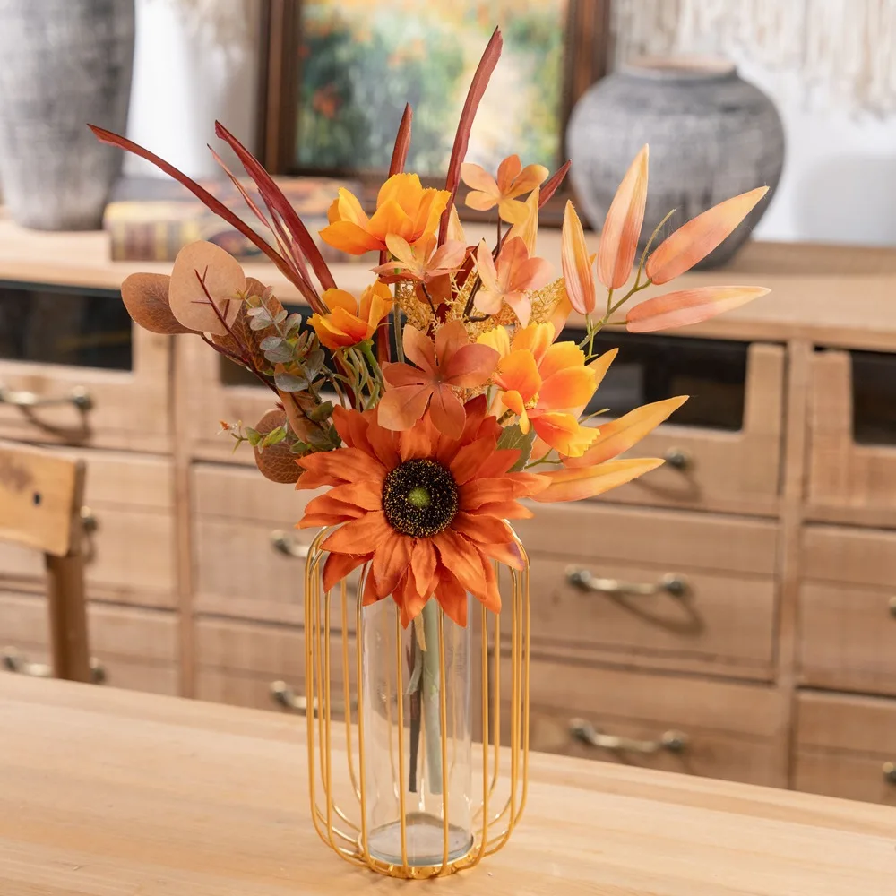 

4Pcs Sunflowers peony Artificial Flowers Fall Summer Decor Fake Fall Flowers Silk Faux Sunflower Bouquet